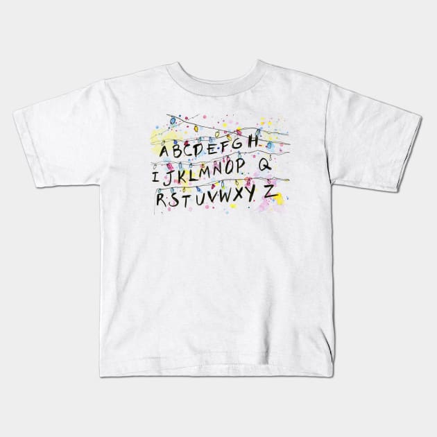 Christmas Lights Alphabet Kids T-Shirt by Olechka